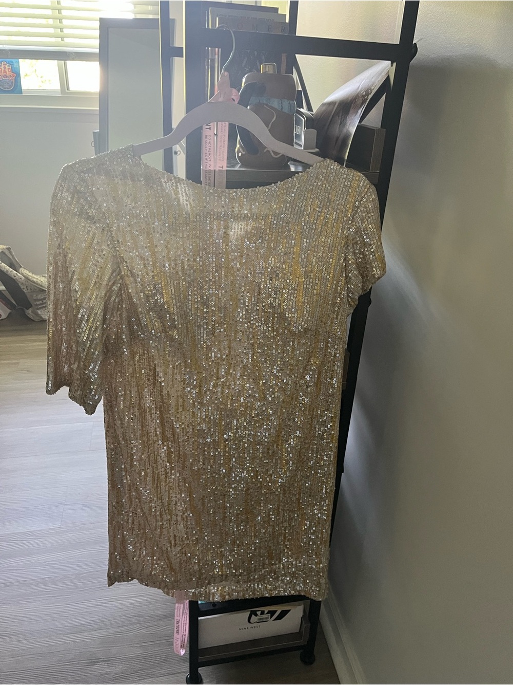 Mac Duggal Gold Sequin Mini Dress